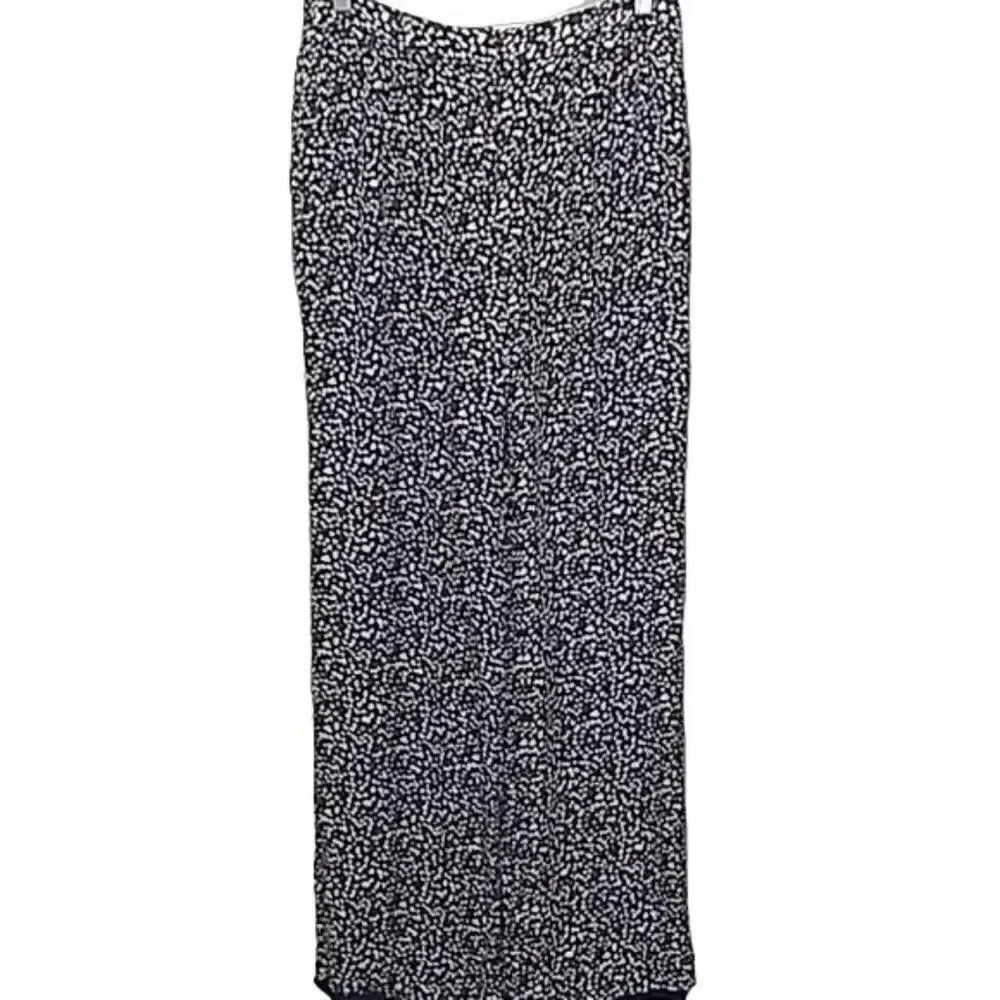 Michael Kors Heart Print Silk Wide Leg Navy Pants - Picture 3 of 6